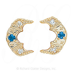 GS345-2 BT/D - 14 Karat Gold Slide with Blue Topaz center and Diamond accents 